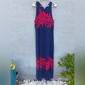 NWT Tommy Bahama Navy Dress with Red Floral Design